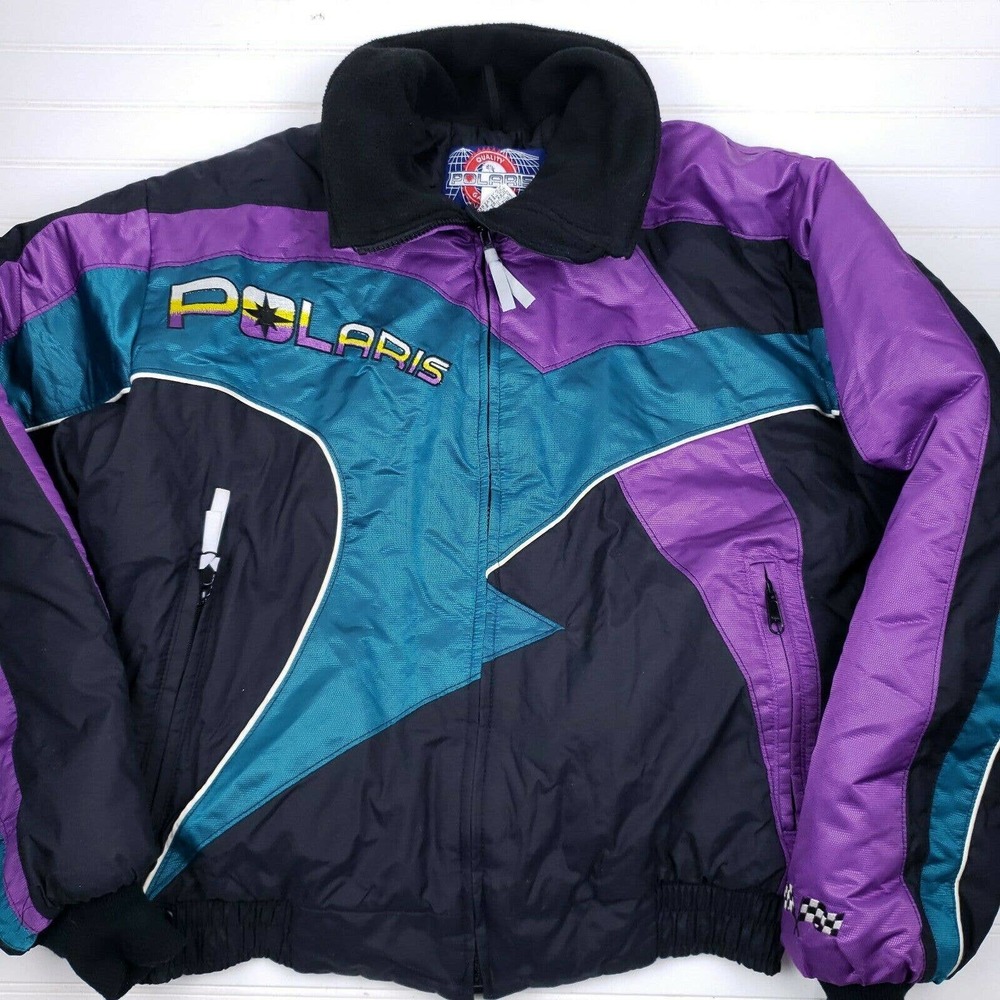 Vintage Polaris Snowmobile Sled Insulated Racing Men's Jacket Coat Medium (HU)